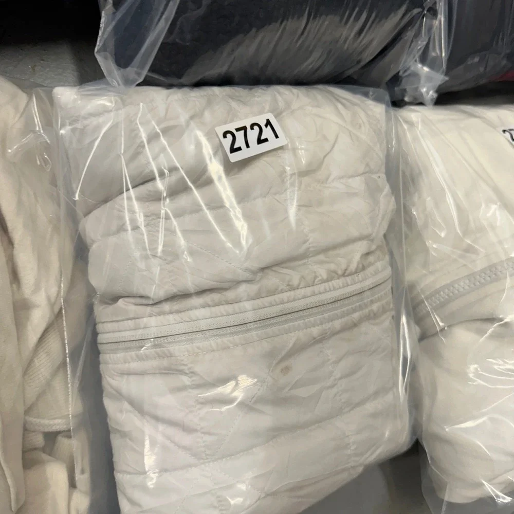 The‎ North Face Womens Small White Grey Quilted Hybrid Fleece Full Zip Jacket